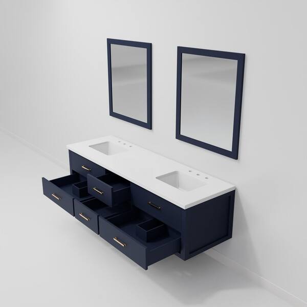 Lexora Sherman 72 in. W x 22 in. D Blue Double Bath Vanity with