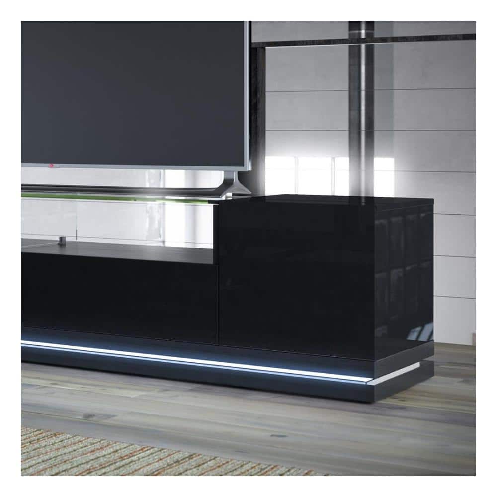 Vanderbilt 85" Black Gloss and Matte TV Stand with LED