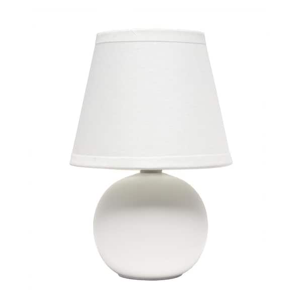 Unbranded 8.66 in. Off White Traditional Petite Ceramic Orb Base Bedside Table Desk Lamp with Matching Tapered Drum Fabric Shade