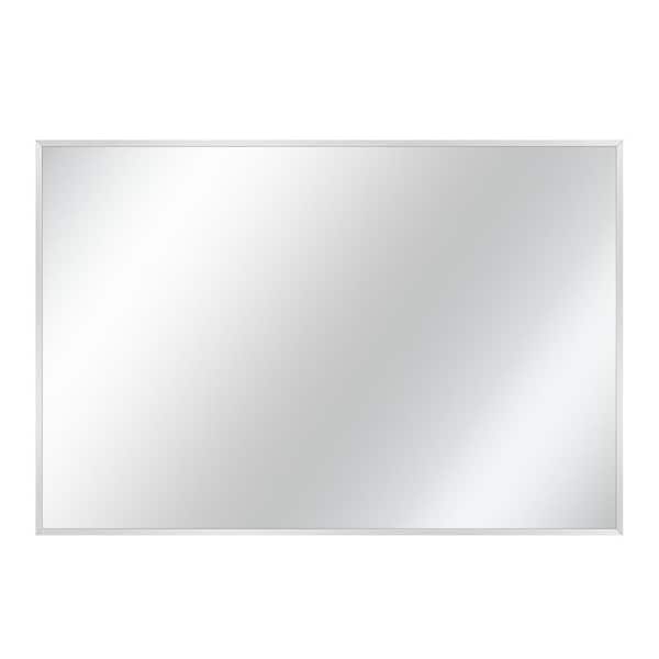 NEUTYPE 24 in. x 36 in. Modern Rectangle Metal Framed Silver Wall Mirror