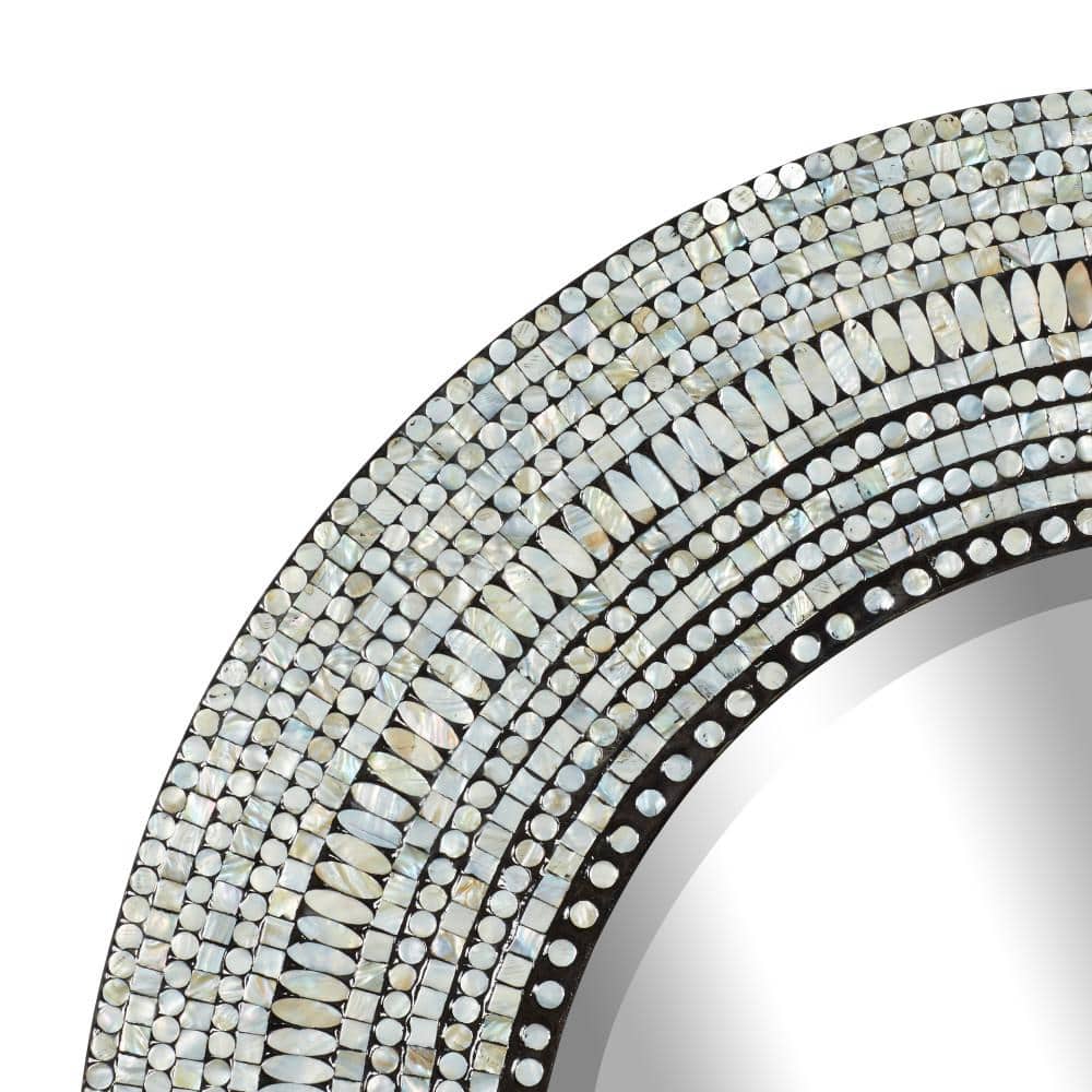 Bohemian Coastal 39" Handcrafted Wood Shell Oval Mirror