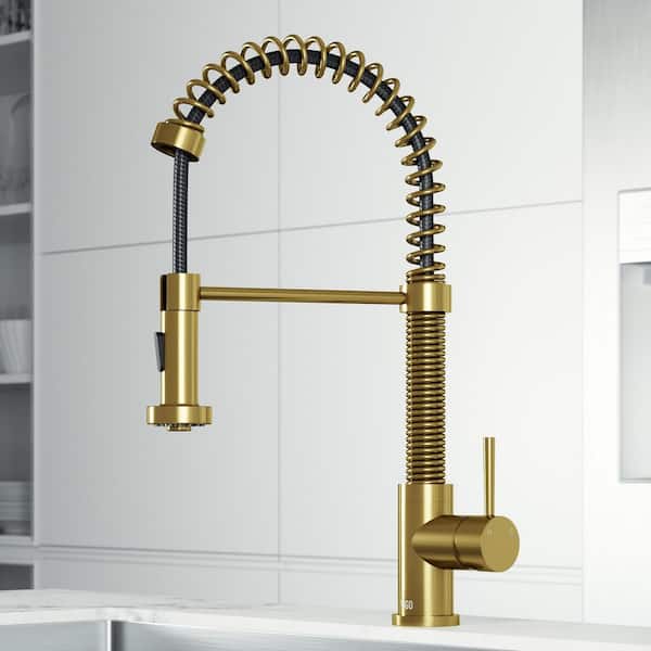 Edison Single Handle Pull-Down Sprayer Kitchen Faucet in Matte Brushed Gold