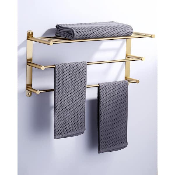 3-Tier Wall Mounted Towel Rack in Brushed Gold