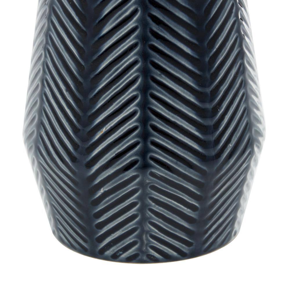 Dark Blue Chevron Ceramic Table Vase Set, 2-Piece