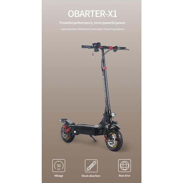 Folding Adults Electric Scooter with 48V 1000W 13AH Lithium Battery, Dual Brake System and Shock Absorption X1-VN-1229 - The Home Depot