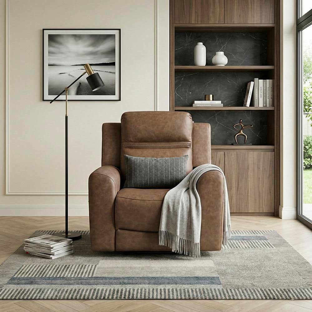 Lazzara Thorne Brown Microfiber Manual Recliner 8347BRW-1 - The