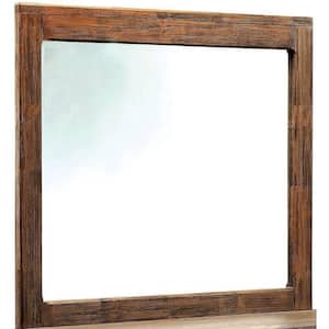 42 in. W x 37 in. H Wooden Frame Brown Wall Mirror
