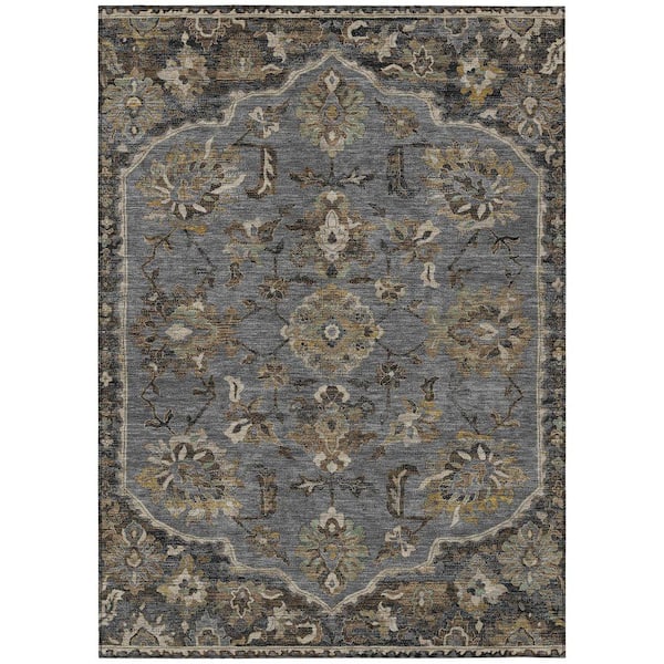 Chantille Machine Washable Indoor/Outdoor Abstract ACN2793 Graphite 9 ft. x 12 ft. Area Rug
