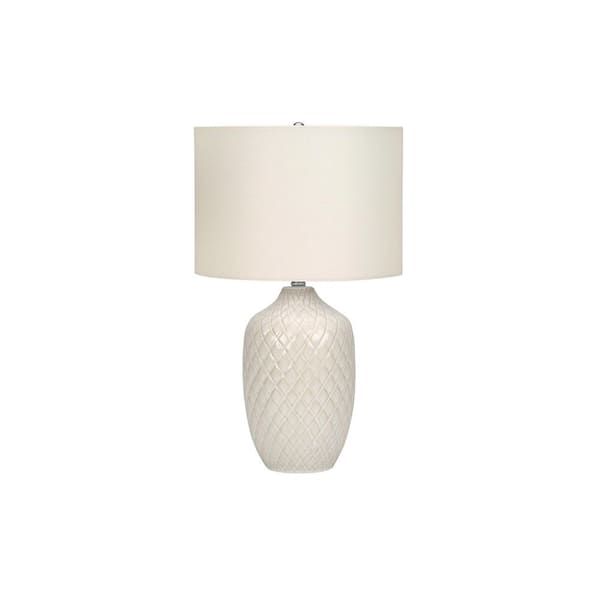 Transitional 25 in. H Table Lamp with White Shade, Cream Ceramic