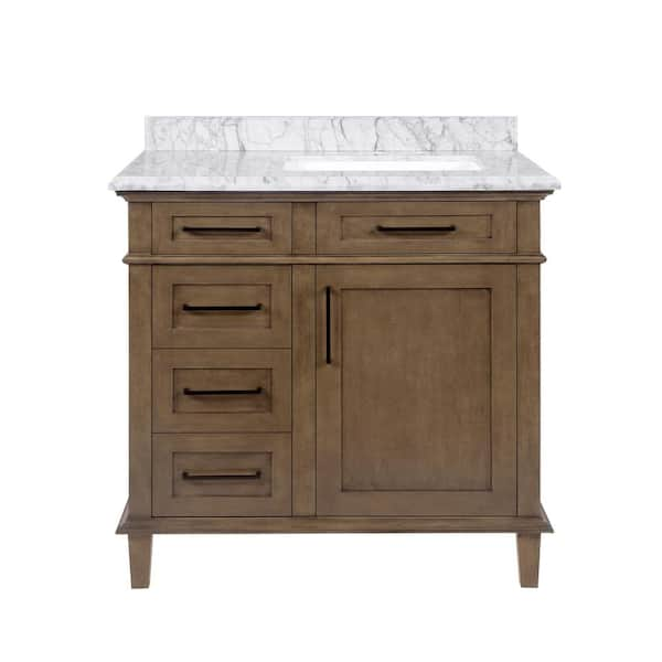 Sonoma 36 in. Single Sink Almond Latte Bath Vanity with Carrara Marble Top (Assembled)