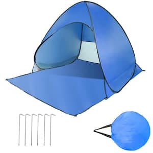 Blue 2-Person/3-Person Outdoor Portable Pop Up Beach Camping Tent for Shade Sun Shelter Beach Canopy