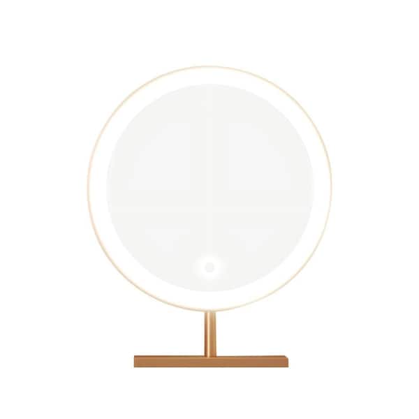 JASIWAY Modern 17.72 in W x 20 in. H Gold Round Metal Framed Mirror