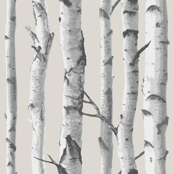 Roommates Faux Birch Trees Peel and Stick Wallpaper Wall Decal, White/Brown