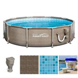 P20010305 10 ft. x 30 in. Round Above Ground Frame Swimming Pool Set, Tan
