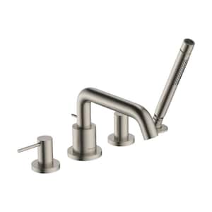Tecturis S 2-Handle Deck-Mount Roman Tub Faucet in Brushed Nickel Valve Not Included