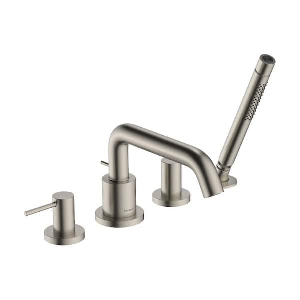 Hansgrohe Tecturis S 2-Handle Deck-Mount Roman Tub Faucet in Brushed Nickel Valve Not Included