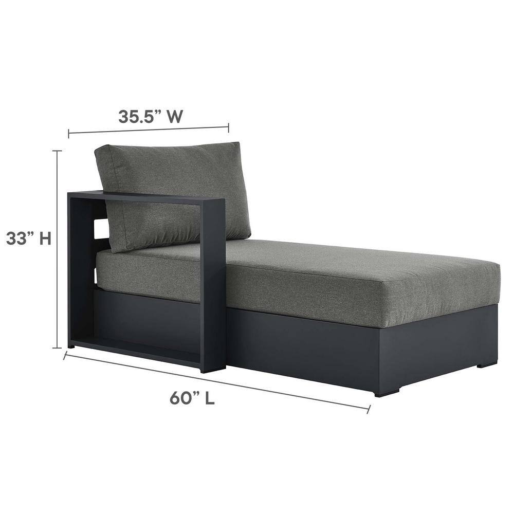 Gray Charcoal Aluminum Outdoor Chaise Lounge with Cushions