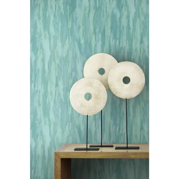 Stria Watercolor Metallic Turquoise and Aqua Paper Strippable Roll (Covers 56.05 sq. ft.)