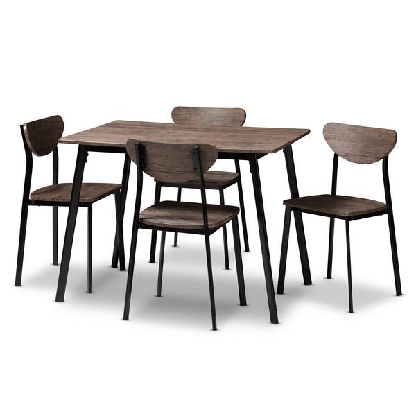 Baxton Studio Ornette 5-Piece Light Brown Dining Set