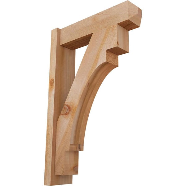 Ekena Millwork 6 in. x 34 in. x 22 in. Western Red Cedar Merced Craftsman Rough Sawn Outlooker