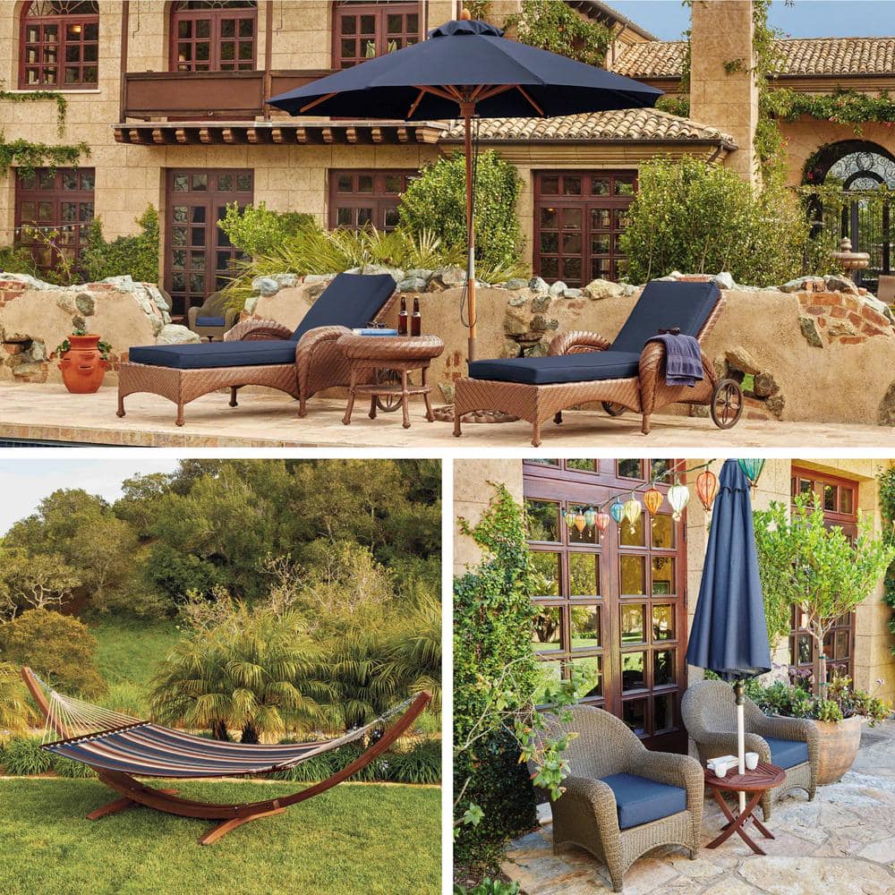 Heather Indigo Blue Water-Resistant Patio Lounge Back Cushion