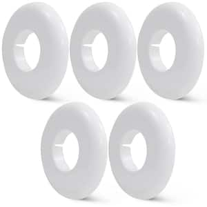 2-1/2 in. Escutcheon Plate, PVC Split Flange, Universal Design for Multi-Purpose Plumbing Applications, White (5-Pack)