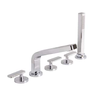 Vector 3-Handle Deck Mount Roman Tub Faucet with Hand Shower in Polished Chrome