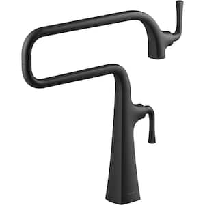 Graze 1-Handle Deck Mount Pot Filler Kitchen Faucet in Matte Black