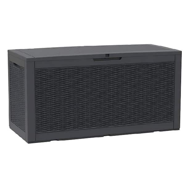 100 Gal. Waterproof Outdoor Resin Storage Deck Box, Large Lockable Capacity, Versatile Deck Storage Bench