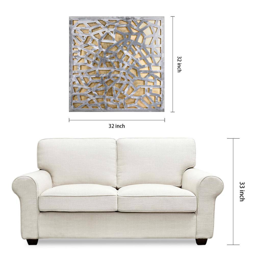 Gold and Silver Leaf Abstract Metal Wall Art Set, 64" x 32"