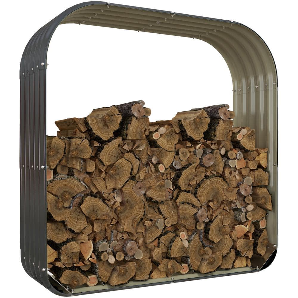 57 in. x 16.9 in. Heavy Duty Outdoor Firewood Rack with Cover Galvanized St