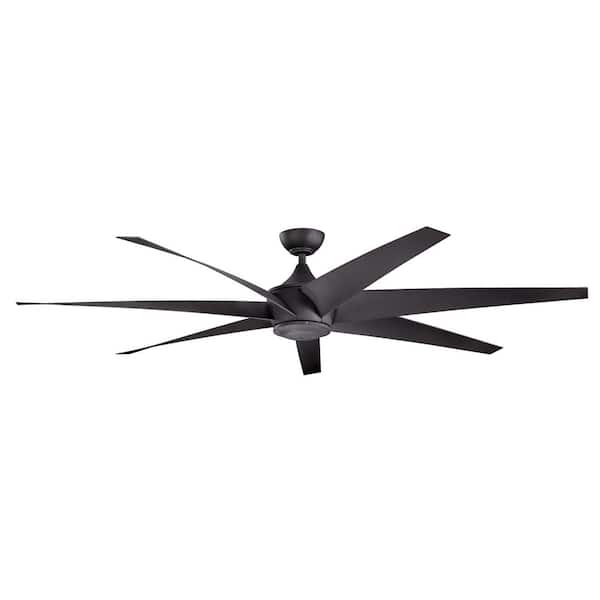 Lehr 80 in. Outdoor Distressed Black Downrod Mount Ceiling Fan with Remote Included for Patios or Porches