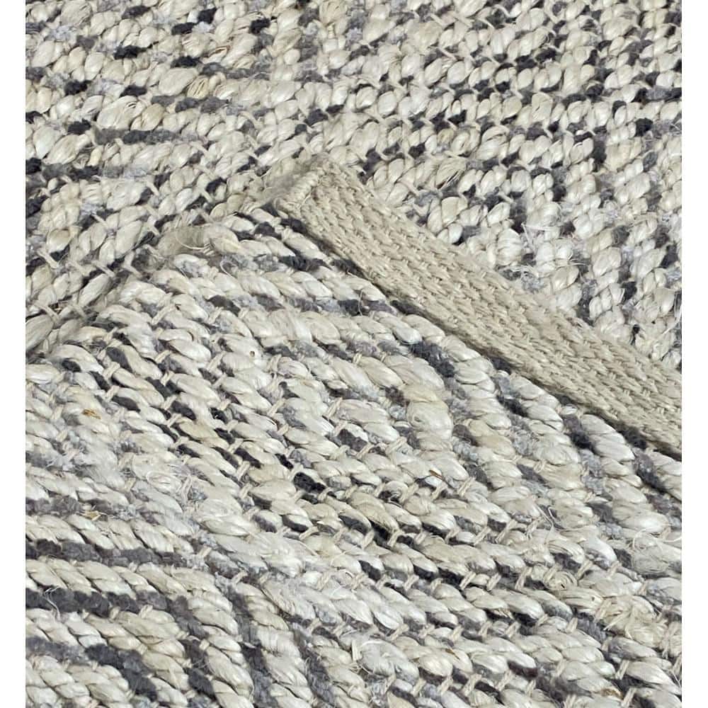Hand-Woven Geometric Gray and Natural Jute 2x5 Area Rug