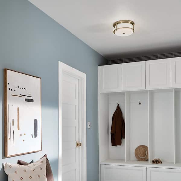 Brit 12 in. 2-Light Champagne Bronze Industrial Hallway Flush Mount Ceiling Light