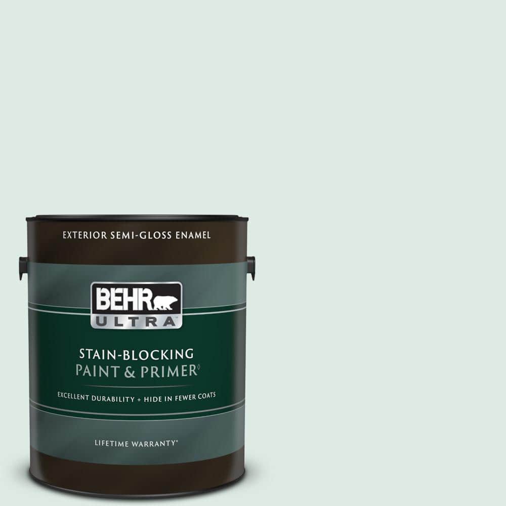 BEHR ULTRA 1 gal. M4301 Snowbound SemiGloss Enamel Exterior Paint & Primer 585001 The Home