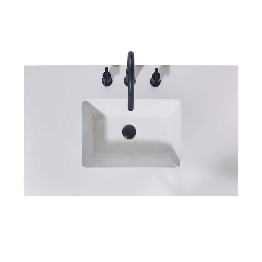 36" White Ceramic Vanity Top with Integrated Sink
