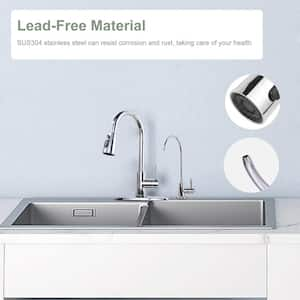 Single Handle Pull Down Sprayer Kitchen Faucet with Drinking Water Faucet in Stainless Steel Polished Chrome