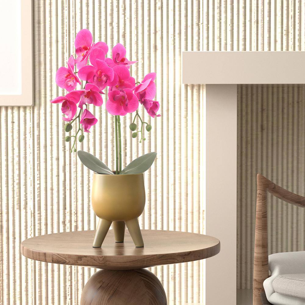 Elegant 21" Purple Orchid with Moss in Gold Vase Centerpiece