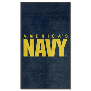 Navy 3 ft. x 5 ft. U.S. Navy High-Traffic Indoor Mat with Durable Rubber Backing Tufted Solid Nylon Rectangle Area Rug