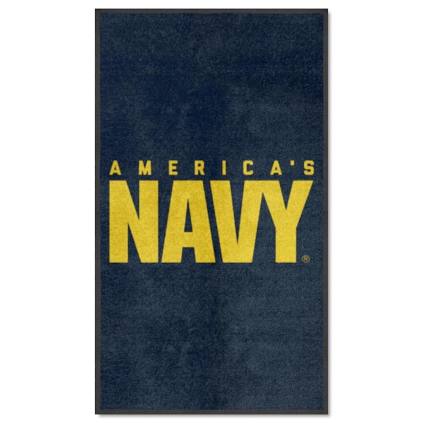 FANMATS Navy 3 ft. x 5 ft. U.S. Navy High-Traffic Indoor Mat with Durable Rubber Backing Tufted Solid Nylon Rectangle Area Rug