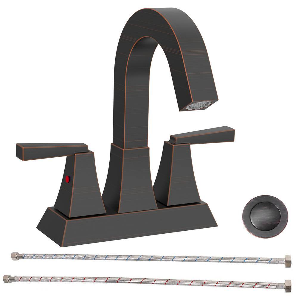 4 in. Centerset 2-Handle Bathroom Faucet with Spot Defense and Drain Assemb