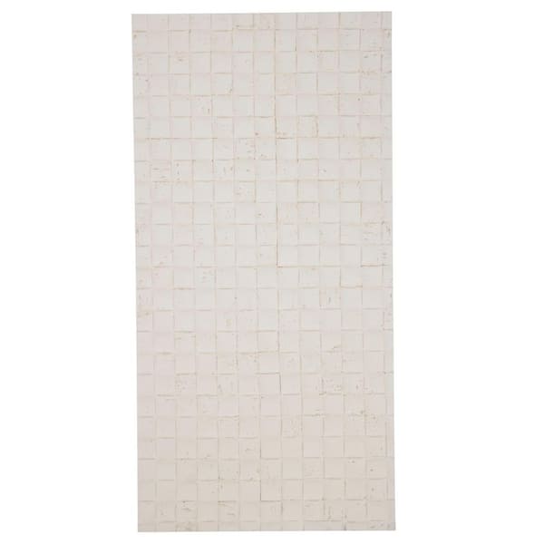 48 in. x 24 in. x 1 in. Travertine Mosaic Beige Natural Flexible Soft Stone Wall Panel Tile (Set of 3-Pieces)