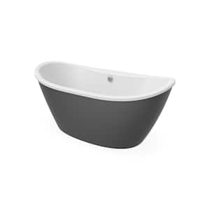 Delsia AcrylX 60 in. x 32 in. Freestanding Soaking Center Drain Bathtub in White with Thunder Grey Skirt