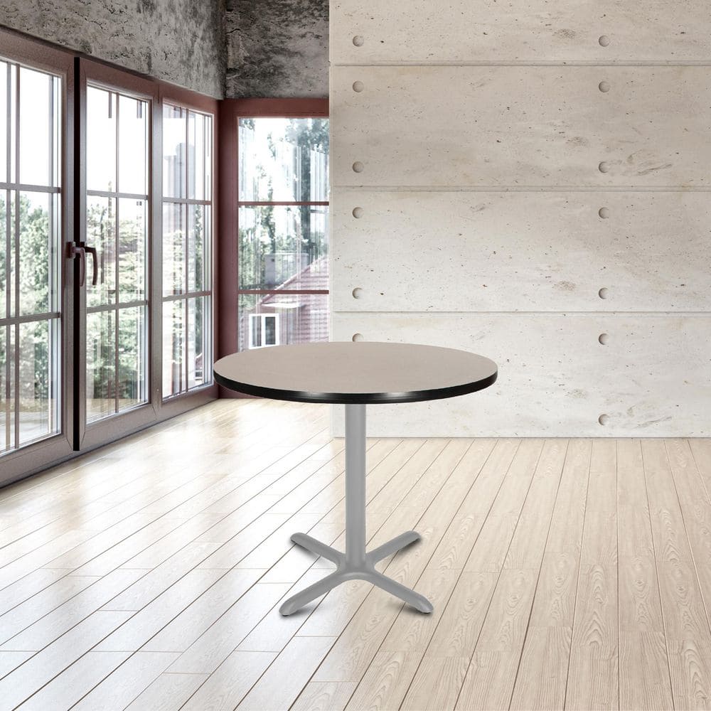 Bennet Cafe Table Grey Nebula Wood Top with Soft Grey Metal Frame 36 in. Pedestal Base Dining Table Seats 2 price history on PriceWatchPro