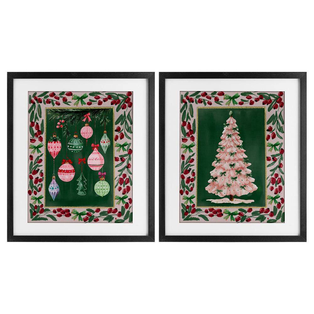 Vintage Ornaments and Tree Border by Yen 2 Piece Black Framed Graphic Religious Art Print 21 in. x 17 in. price history on PriceWatchPro