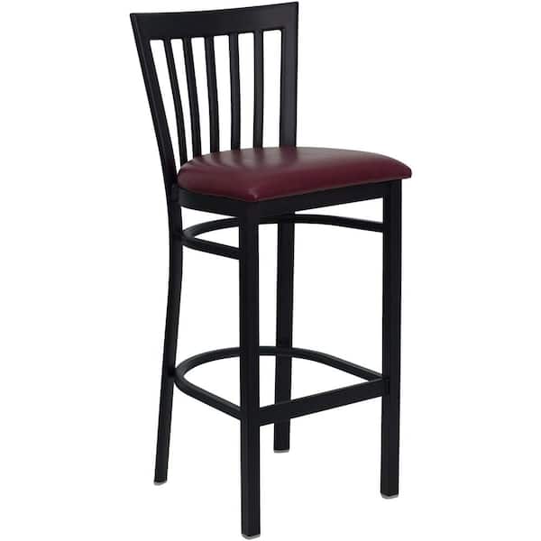 Carnegy Avenue 29 in. Burgundy Vinyl Seat/Black Metal Frame Bar Stool