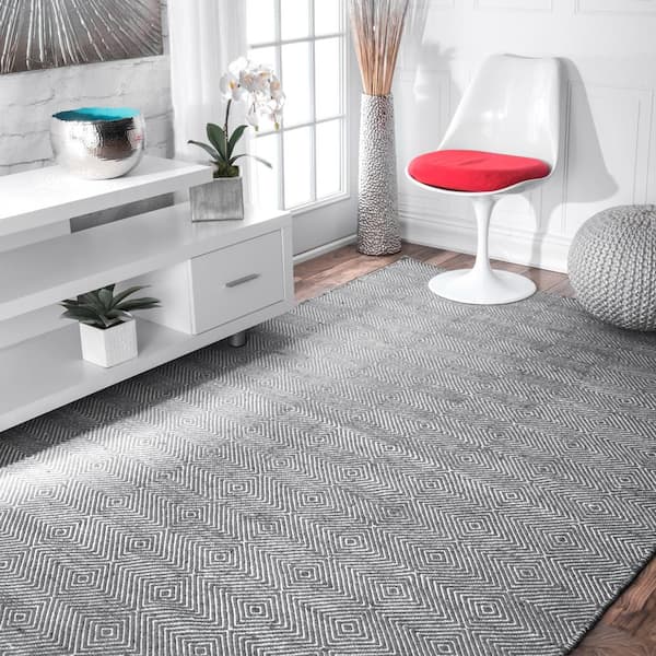 Agoja Contemporary Diamonds Gray Doormat 3 ft. x 5 ft. Area Rug