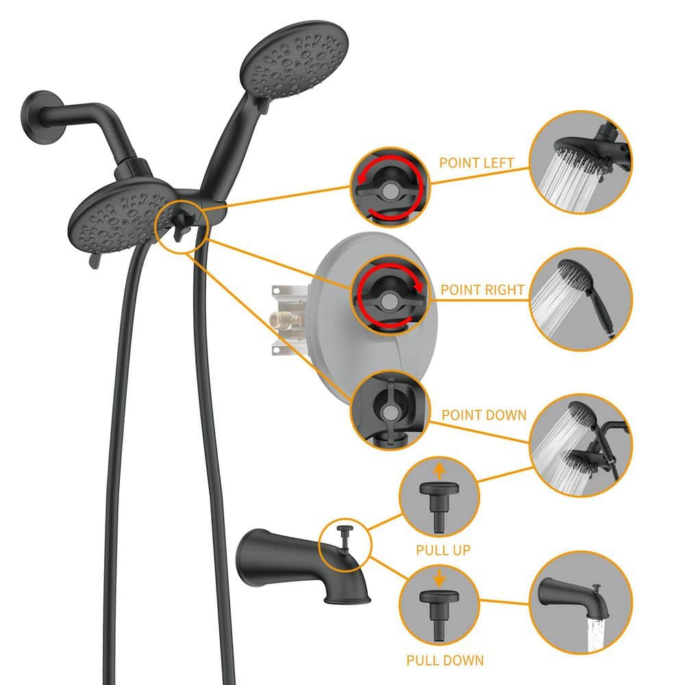 Matte Black Multi-Head Wall Mounted Shower System