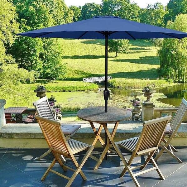 9 x 7 patio umbrella cenadinz 9 ft. x 7. 7ft. H Stainless Steel Market Patio Umbrella in Blue  YSGCW113432