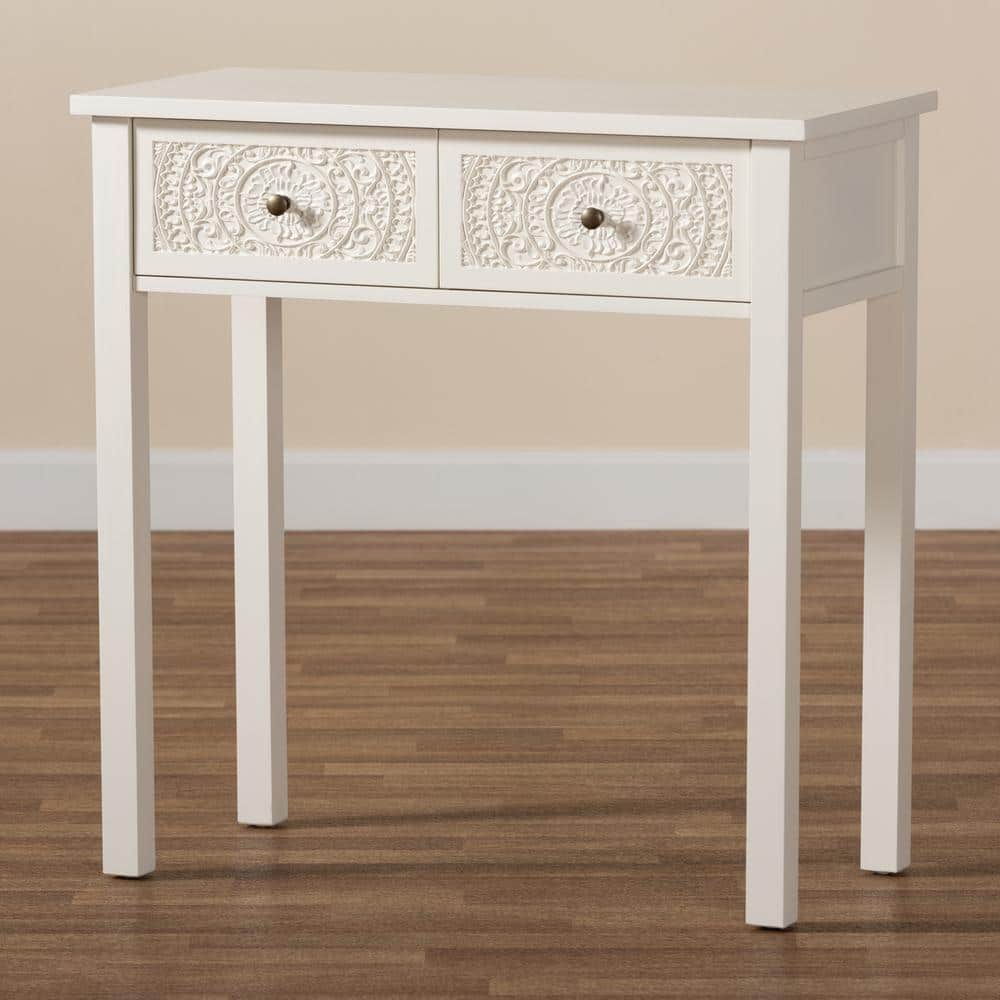 Lambert Classic White Firwood 2-Drawer Console Table